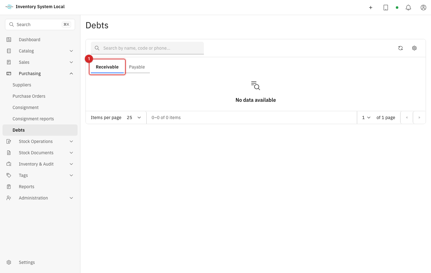Debt tabs