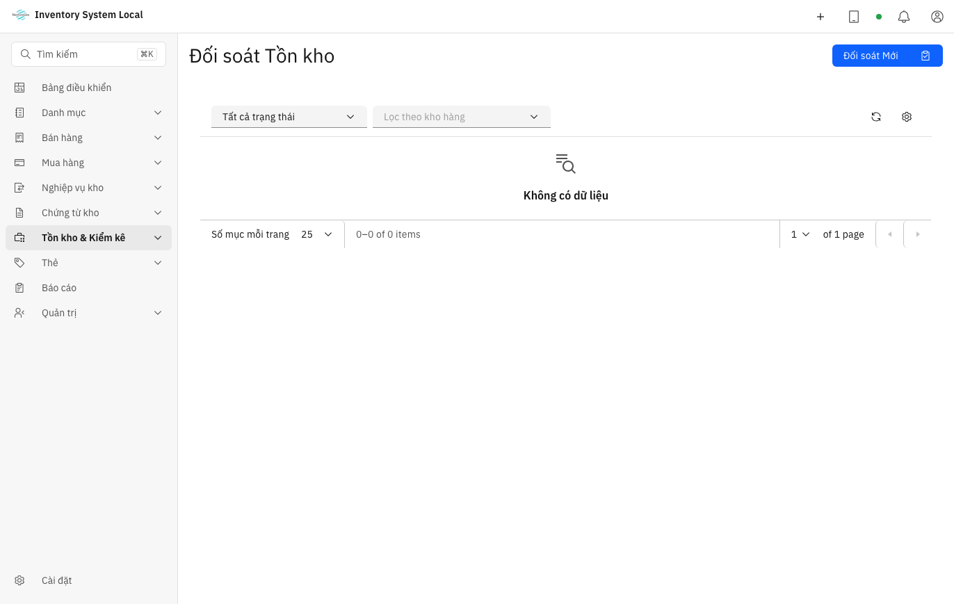 Màn hình đối soát tồn kho