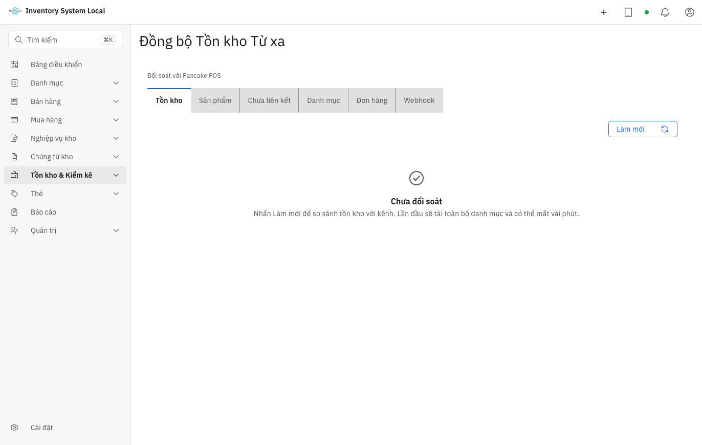 Màn hình đồng bộ tồn kho với kênh bán