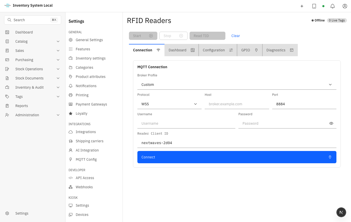 RFID reader registration