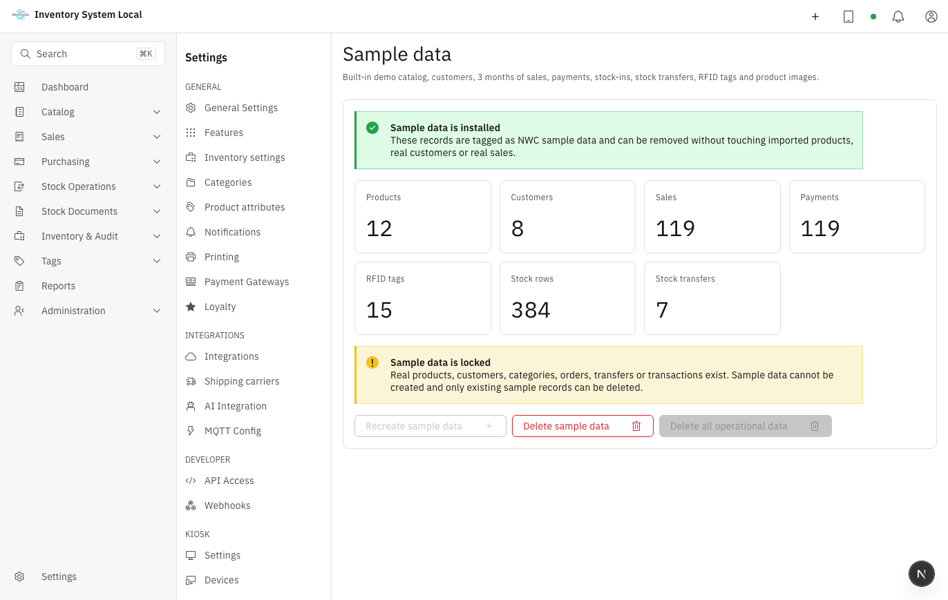 Sample data