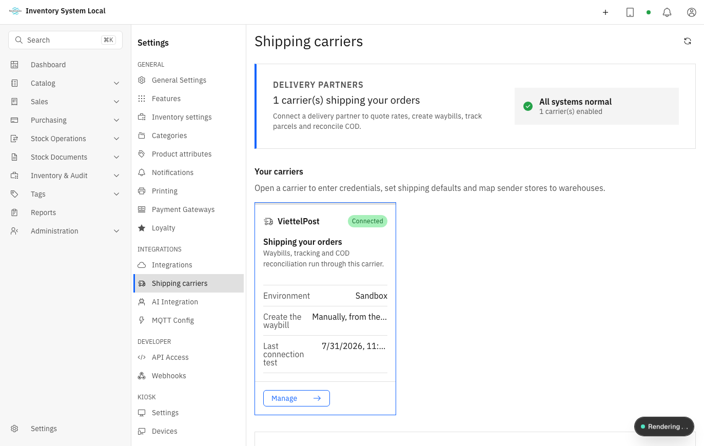 Shipping carriers