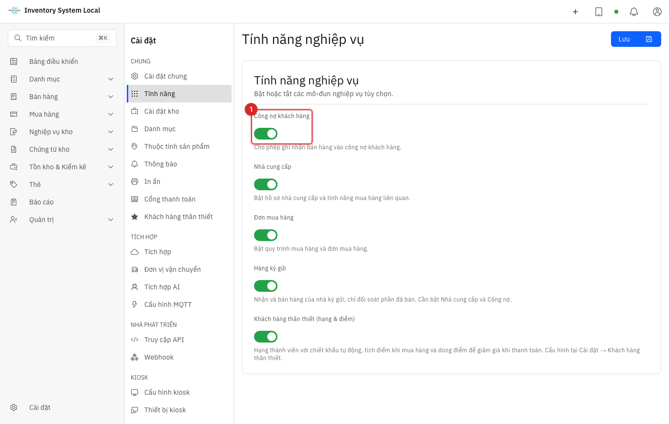 Công tắc tính năng