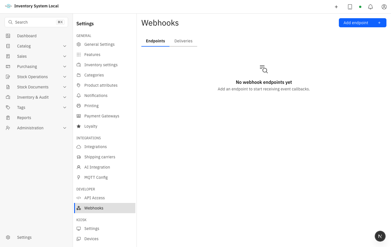 Webhook configuration