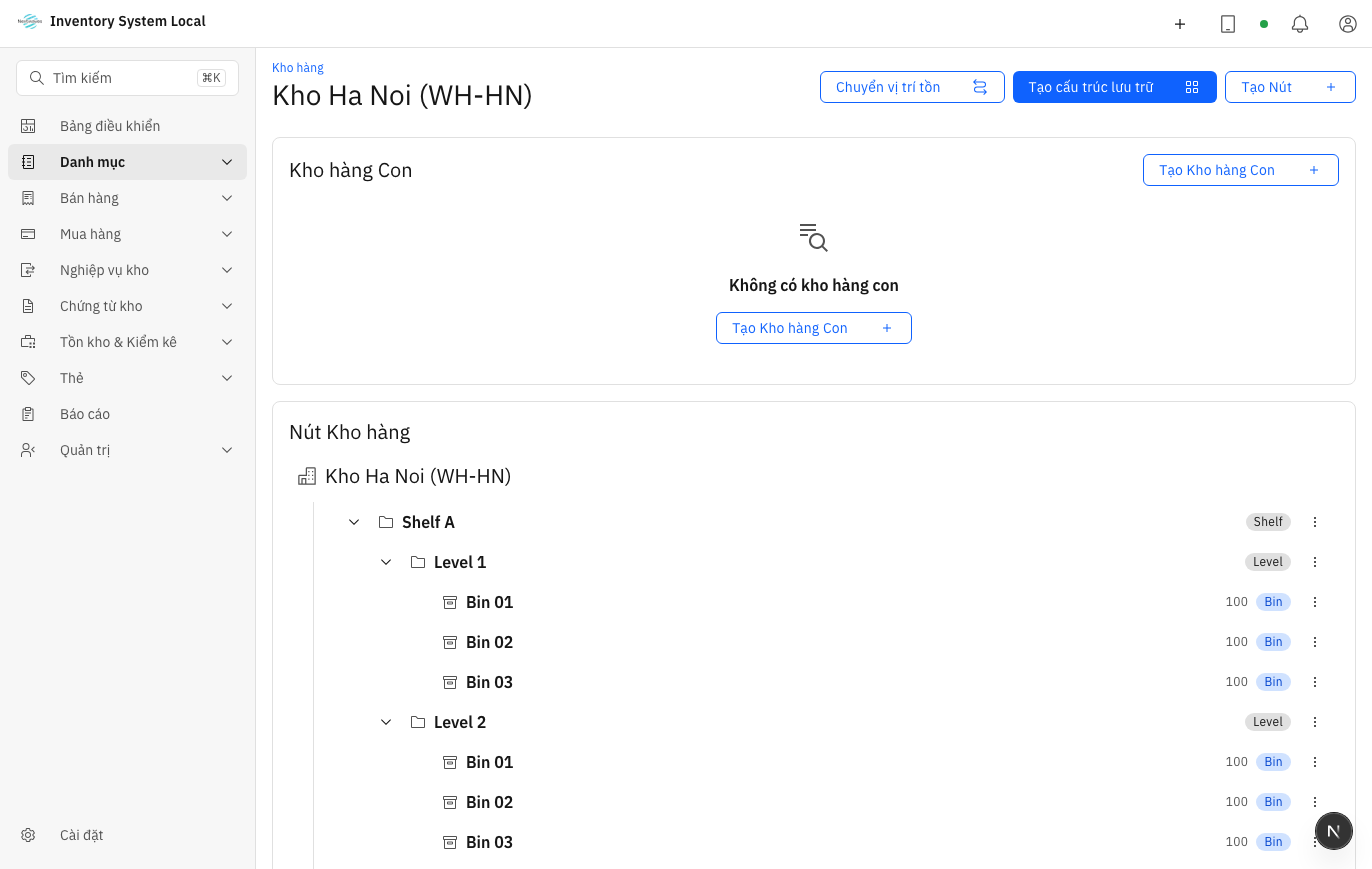 Cây vị trí trong kho